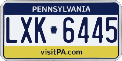 PA license plate LXK6445
