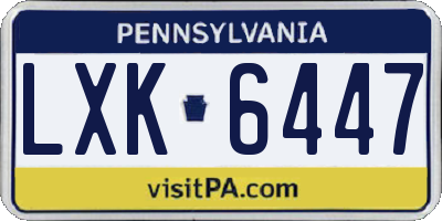 PA license plate LXK6447
