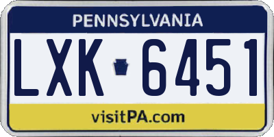 PA license plate LXK6451