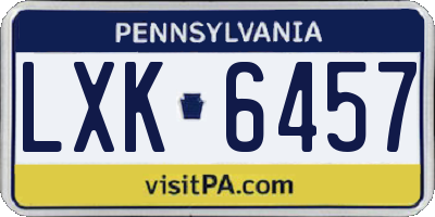 PA license plate LXK6457