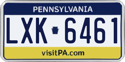 PA license plate LXK6461