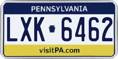 PA license plate LXK6462