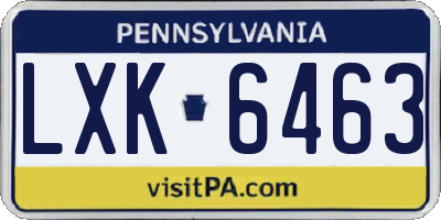 PA license plate LXK6463
