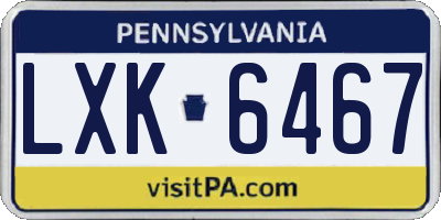 PA license plate LXK6467
