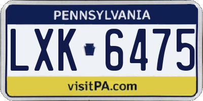 PA license plate LXK6475