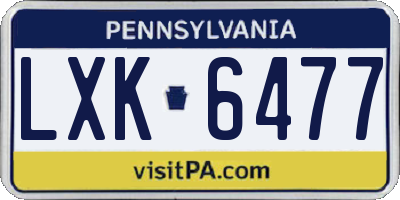PA license plate LXK6477