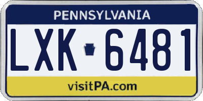 PA license plate LXK6481