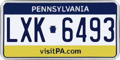 PA license plate LXK6493