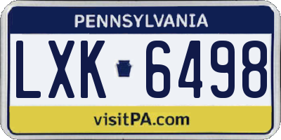 PA license plate LXK6498