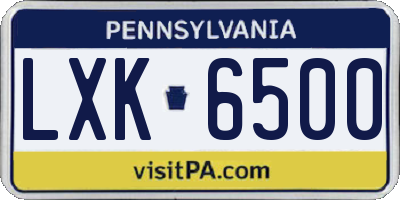 PA license plate LXK6500