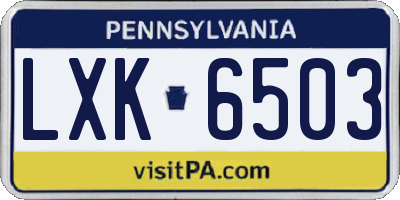 PA license plate LXK6503