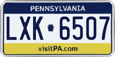 PA license plate LXK6507