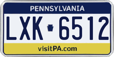 PA license plate LXK6512