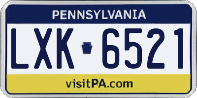 PA license plate LXK6521