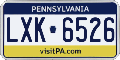 PA license plate LXK6526