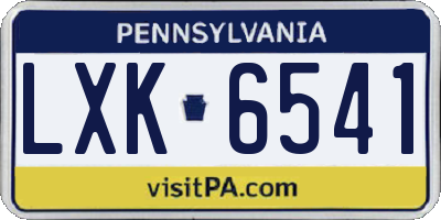 PA license plate LXK6541