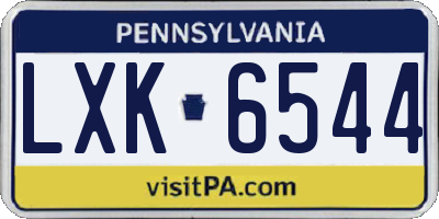 PA license plate LXK6544
