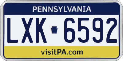 PA license plate LXK6592