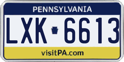 PA license plate LXK6613