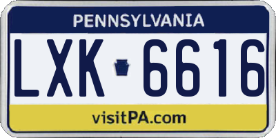 PA license plate LXK6616