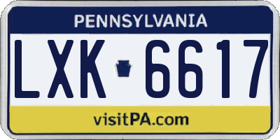 PA license plate LXK6617
