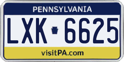 PA license plate LXK6625