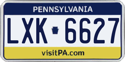 PA license plate LXK6627