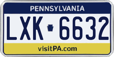 PA license plate LXK6632