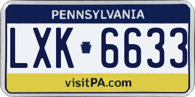 PA license plate LXK6633