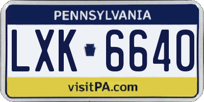 PA license plate LXK6640