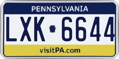 PA license plate LXK6644