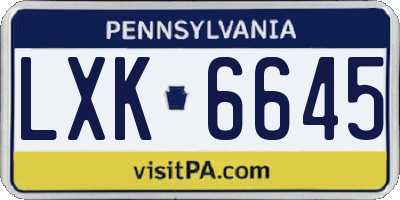 PA license plate LXK6645