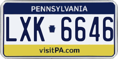 PA license plate LXK6646