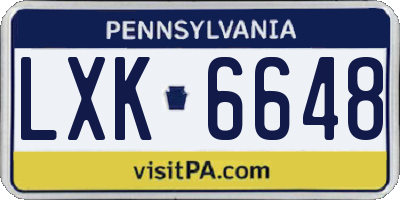 PA license plate LXK6648