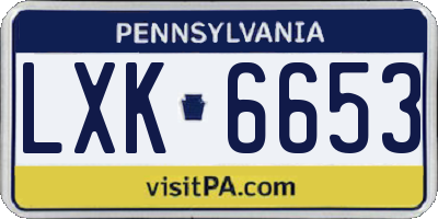 PA license plate LXK6653