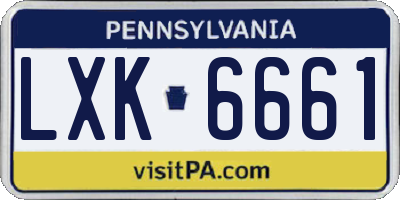 PA license plate LXK6661
