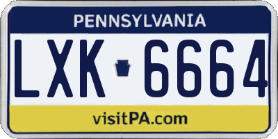 PA license plate LXK6664