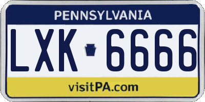 PA license plate LXK6666