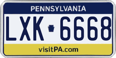 PA license plate LXK6668
