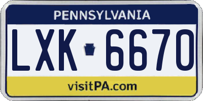 PA license plate LXK6670