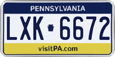 PA license plate LXK6672