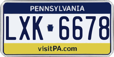 PA license plate LXK6678