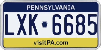 PA license plate LXK6685