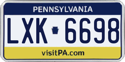 PA license plate LXK6698