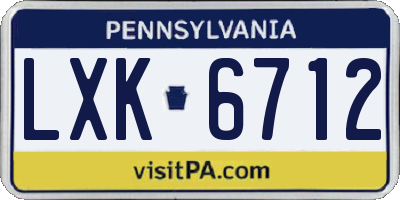 PA license plate LXK6712