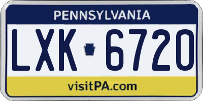 PA license plate LXK6720