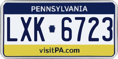 PA license plate LXK6723