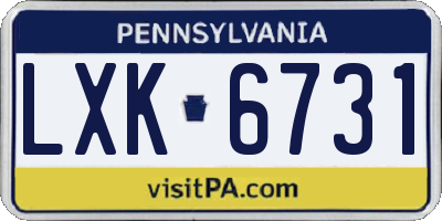 PA license plate LXK6731