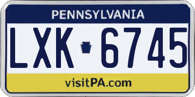 PA license plate LXK6745