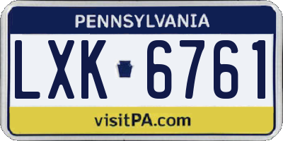 PA license plate LXK6761